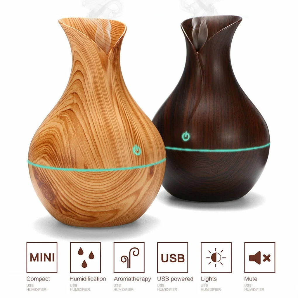 Wood-Grain Ultrasonic Aroma Diffuser - Humidifier